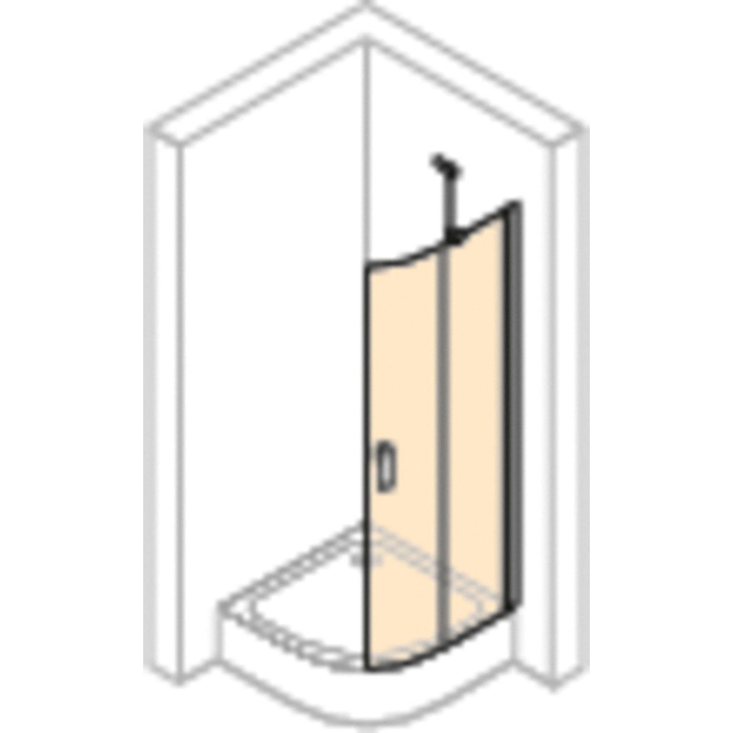 Hüppe 1/4 Kreis Schwingtür Design Pure, 80x190 cm, Silber matt. Duschtür für Viertelkreis-Duschkabine.