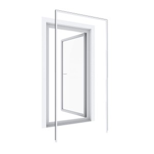 Windhager Insect-Stop Montagerahmen, 125x245 cm, weiß, für Insektenschutzgitter an Fenster oder Tür.