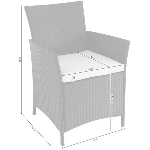 Schwarzer Polyrattan Sessel mit Sitzkissen, geeignet für Lounge-Gartenmöbel.