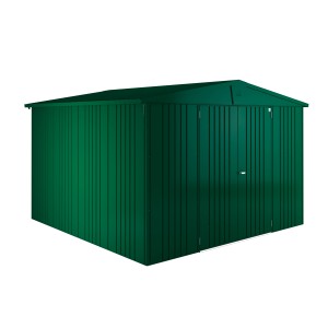 Biohort Metall-Gerätehaus Europa, dunkelgrün, 8,9 m². Gerätehaus aus Metall, ideal zur Aufbewahrung im Garten.