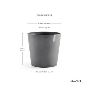 Ecopots Pflanztopf Amsterdam Ø 50 cm x 44 cm Grau