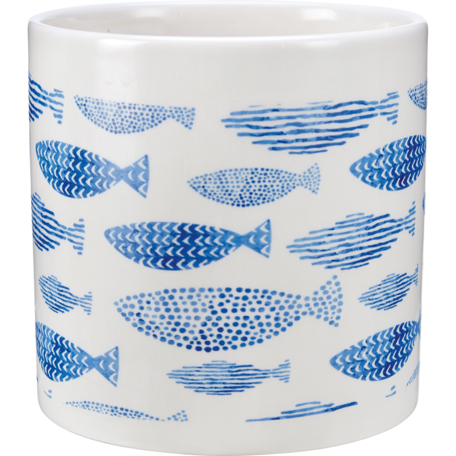 Pflanztopf Meeresglück Ø 10,2 cm Keramik WeißBlau Fische kaufen bei OBI