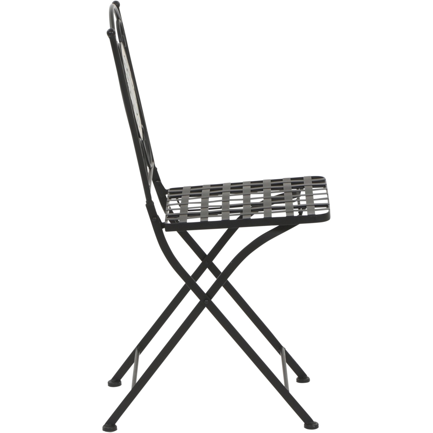 Schwarzer Siena Garden Klappsessel Prato aus Eisen mit Mosaik-Optik, Seitenansicht.