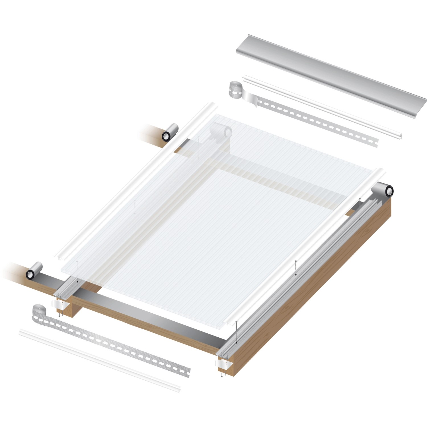 Hohlkammerplatte Acryl, 16mm, weiß/opal, 6000x1200mm, für Kunststoffbedachung.