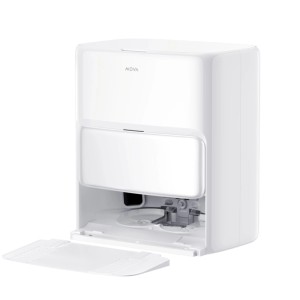 Weißer Mova Saugroboter P50 Ultra mit Reinigungsstation für automatische Staubentleerung.