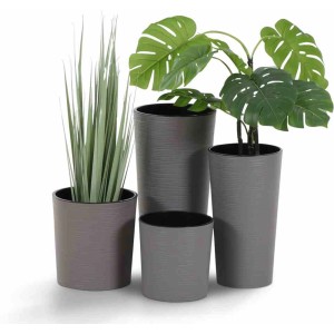 Siena Garden Pflanzgefäße Eco Locon Grau, verschiedene Größen. Pflanzsäulen mit Rillenoptik.