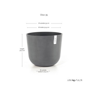 Ecopots Pflanztopf Oslo Grau 35 cm x 30,5 cm