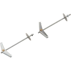 Zwei LUX Federklappdübel mit Schraube (Ø 3 mm x 85 mm) aus Metall für Hohlraumwände.