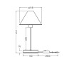 Technische Zeichnung der dimmbaren Ledvance Tischleuchte Decor Pulp, weiße Design-Tischlampe mit Maßen.