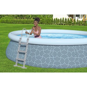 Bestway Fast Set Pool, Ø457 cm, mit Leiter und Grafikdesign. Quick-Up Pool für Garten und Familie.