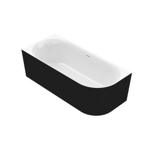 Ottofond Eckbadewanne Mince Corner rechts, 180x80 cm, schwarz-weiße Acryl-Badewanne.