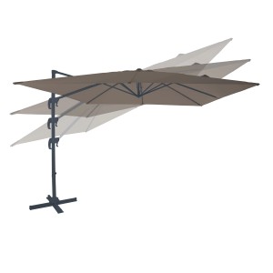 AXI Ampelschirm 300x300 cm Taupe, neigbar und drehbar, mit Handöffner. Sonnenschutz für Garten und Balkon.