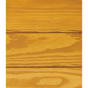 Nahaufnahme einer Osmo Möbelpalette aus Zeder-farbenem Nadelholz. Endbehandelte Oberfläche.