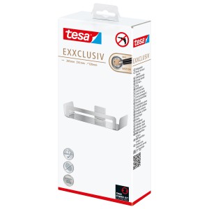 Tesa Exxclusiv Duschablage in Edelstahloptik, zur Wandmontage ohne Bohren.