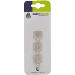 Siro Haken, 3er-Set, selbstklebend, nickelfarben matt. Garderobenhaken für leichte Gegenstände.