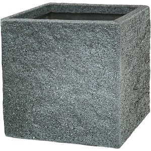 Dunkelgrauer, quadratischer Pflanzkübel Revens Glatt, 29x30x30 cm, aus Fibreclay.