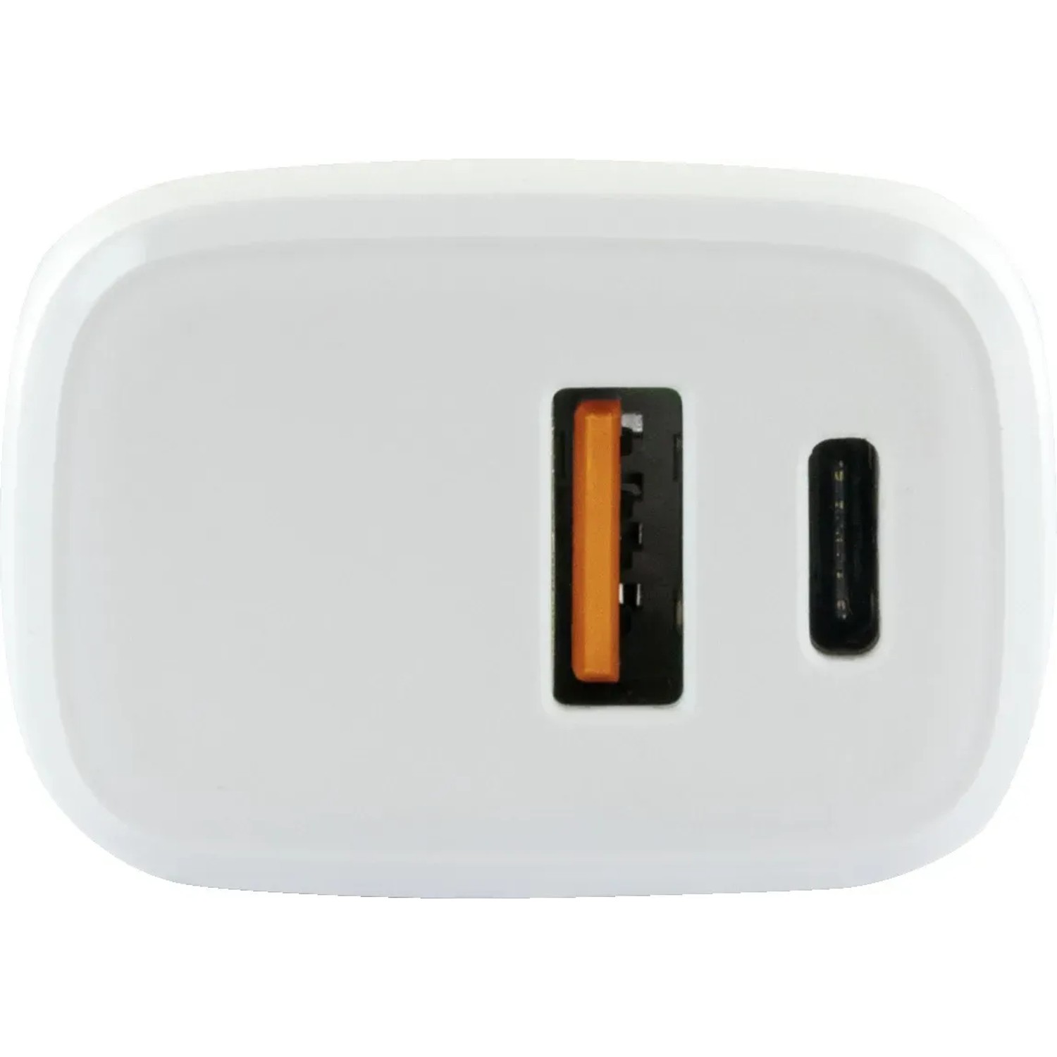 Schwaiger Schnell-Ladegerät 230V mit USB und USB-C Anschluss in Weiß.