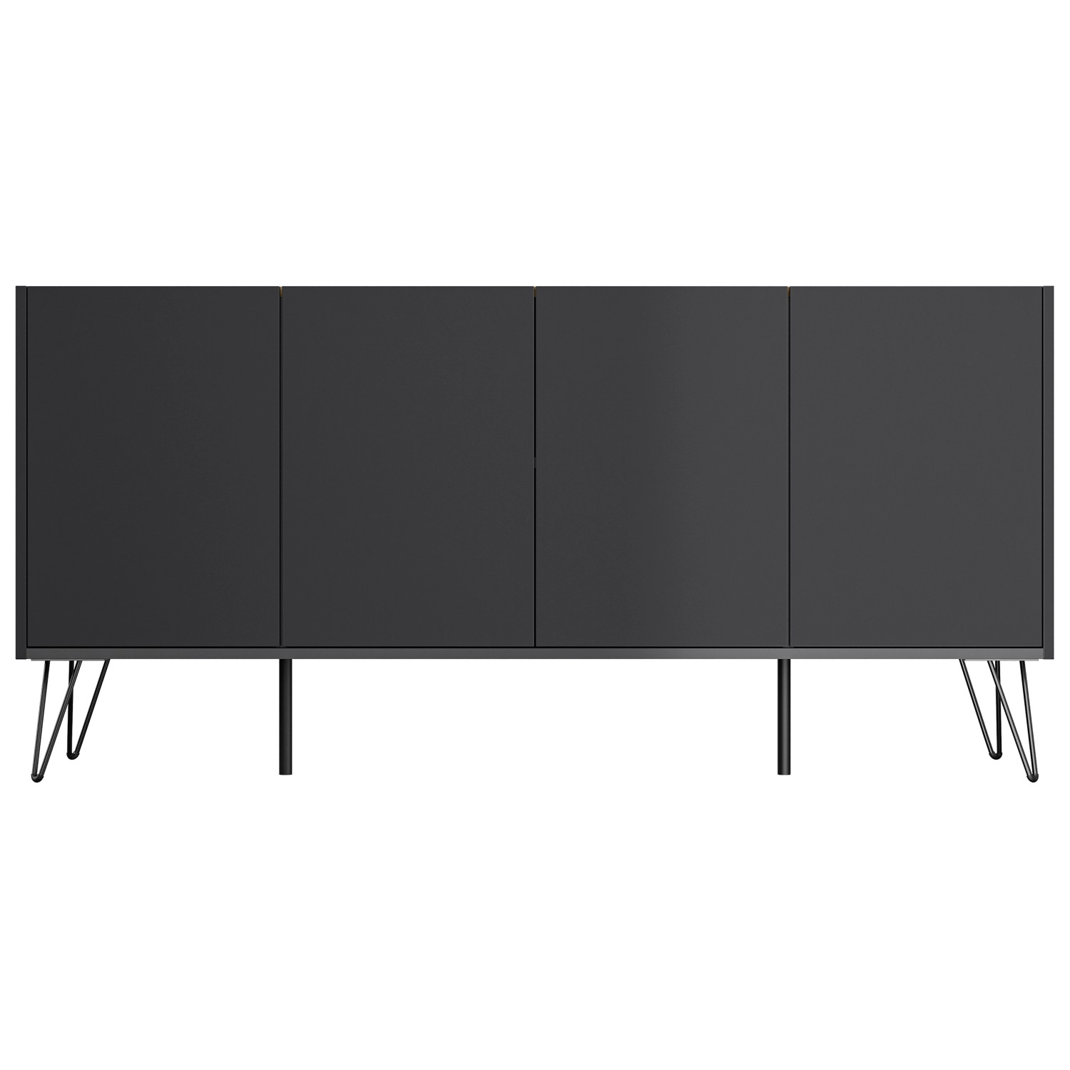 Posseik Sideboard Industrial H, 155 cm, Grafit Eiche, 4 Türen, stehend.