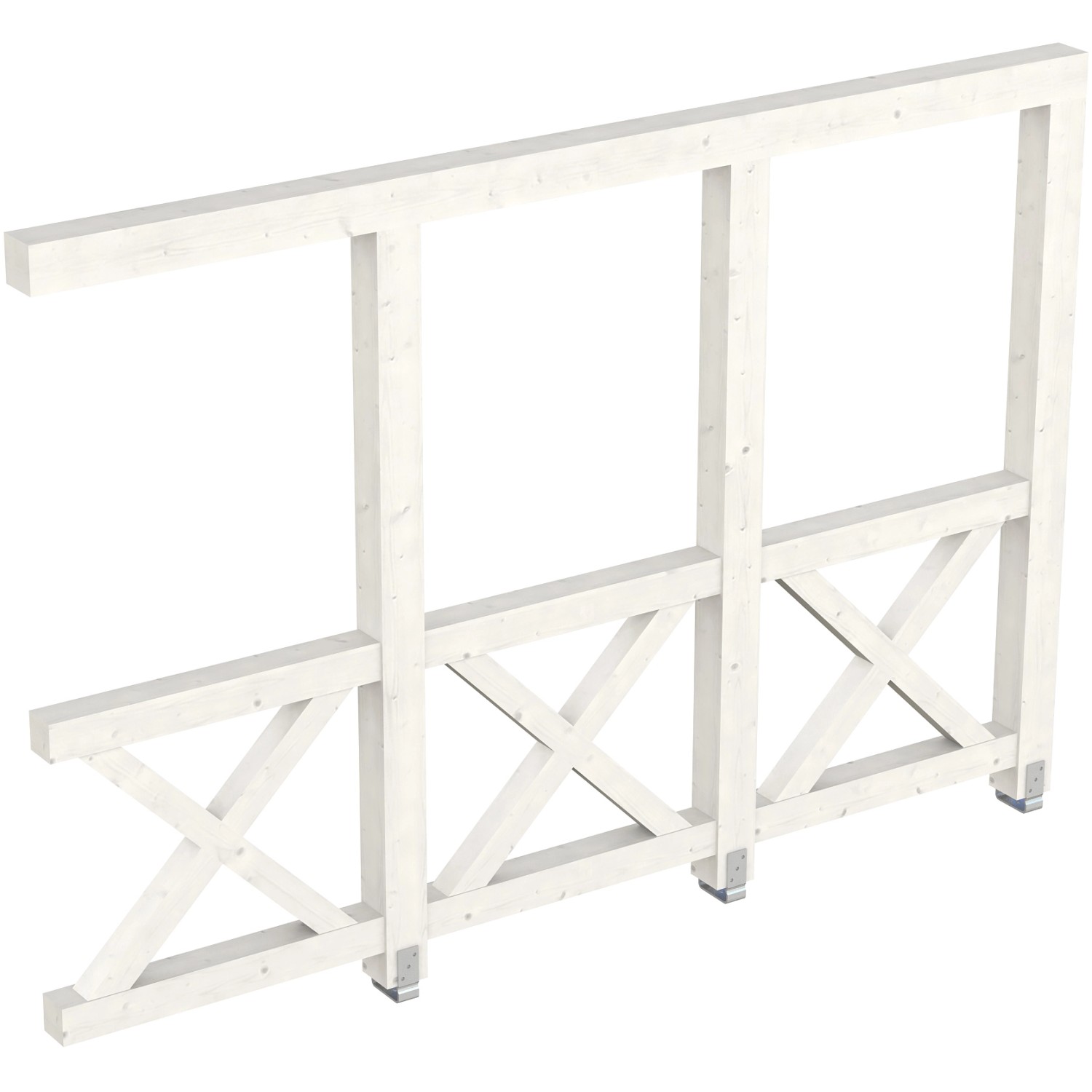 Skan Holz Seitenwand Andreaskreuz, 305x210 cm, Fichte weiß, Zubehör für Terrassenüberdachung.