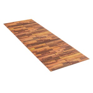 Wenko Badematte Lambris, 65x200 cm, mehrfarbig, Kunststoff, Holzoptik. Badteppich für Bad, Küche, Balkon & Sauna.