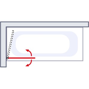 Schulte Badewannenaufsatz 140x80cm: Schematische Darstellung der Schwenkfunktion.