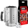 Weber Anzünd-Set: Anzündkamin, Briketts und Anzündwürfel für Holzkohlegrills.