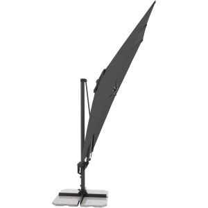 Anthrazitfarbener Doppler Ampelschirm 310x210 cm mit Kurbel und Neigungsfunktion.