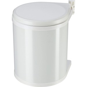 Hailo Mülleimer Compact Box, 15 l, reinweißes Stahlblech für Drehtür-Unterschränke.
