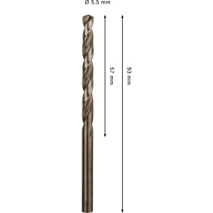 Bosch Spiralbohrer Pro Stainless Steel HSS-Co, Ø 5,5 mm, Bronze. Metallbohrer für Edelstahl.