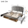 okwish Polsterbett 140x200cm mit Samtbezug Schubladen Jugendbett Grau ohne Matratze_5