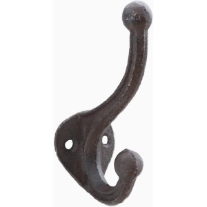 Brauner Kleiderhaken mit doppelter Aufhängung für Gartendeko, geschwungen, 8x4x11cm.