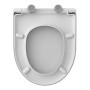 Weißer Schütte WC-Sitz D-Form Pro 3 Duroplast mit Absenkautomatik, Draufsicht.