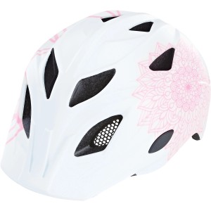 Weißer Prophete Kinder-Fahrradhelm (52-56 cm) mit rosa Mandala-Muster.