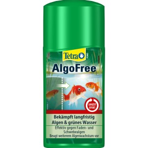 Tetra Pond AlgoFree Algenmittel 250ml zur Bekämpfung von Algen und grünem Wasser im Gartenteich.