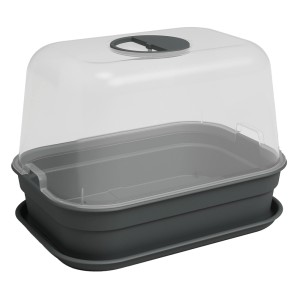 Artevasi Anzuchtschale Madagascar S, anthrazitfarben, mit transparentem Deckel für Pflanzenanzucht.