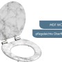 Schütte WC-Sitz MDF Marmor Stone mit Absenkautomatik, geöffnet.