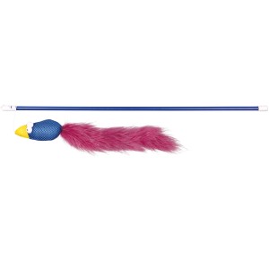 Trixie Spielangel mit Vogel und pinken Federn, Katzenspielzeug am Stab.