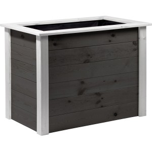 Dobar Hochbeet Two-Tone, anthrazit/weiß, aus FSC®-Kiefernholz mit Pflanzfolie, 80x108x65 cm.