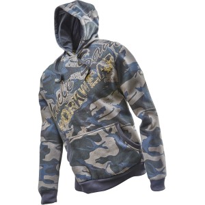 Uncle Sam Sweathoody in Oliv Camouflage/Schwarz, Größe M. Arbeitskleidung mit Kapuze und Kängurutasche.