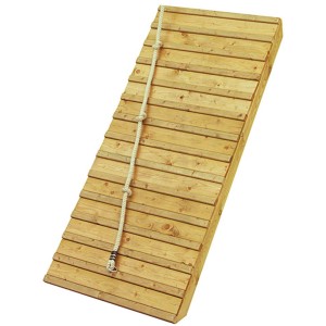 Karibu Stelzenhaus Fidel Holzrampe, terragrau, mit Kletterseil. Zubehör für Spieltürme.