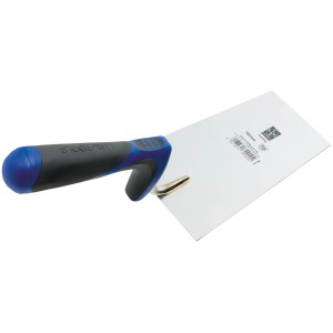 LUX Stuckateurkelle Comfort, 160 mm, mit blau-grauem Griff. Maurerwerkzeug für Putzarbeiten.