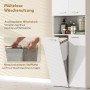 Weißer HOMCOM Badezimmerschrank mit kippbarem Wäschekorb und herausnehmbarem Stoffeinsatz. Modernes Design.