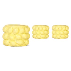 Gelbe Keramik-Übertöpfe Citrus, 6 cm, mit Zitronen-Muster für Zimmerpflanzen.