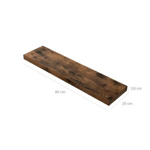 Vasagle Wandboard, braun, 20x80x3,8 cm, für Bücher und Deko.