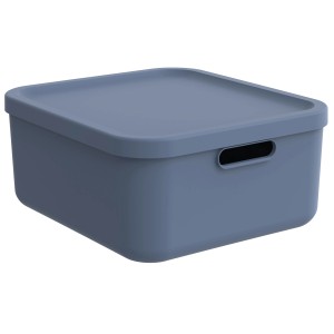 Rotho Multibox Albula 20 l in Horizontblau, Aufbewahrungsbox mit Deckel und Griffen.