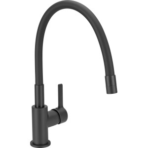 baliv Küchenarmatur KI-1101: Schwarz matter Einhebelmischer mit hohem, flexiblem Bogenauslauf. Wassersparend.