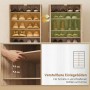 HOMCOM Schuhschrank Naturholz mit verstellbaren Einlegeböden, gefüllt mit Schuhen und Stiefeln für flexible Schuhaufbewahrung.