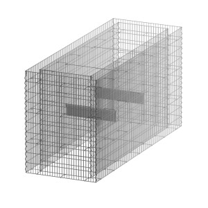 Leeres, rechteckiges Bellissa Gabionen-Hochbeet Premium aus verzinktem Stahl, 200x75x100 cm.