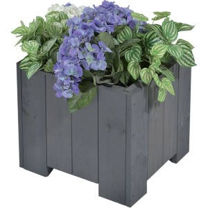 Gaspo Blumenkasten Wels, 45x45x35 cm, Vintage Grau, mit lila und weißen Blumen