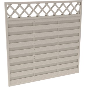 Lasiertes Sichtschutzzaun-Element Country Cream, 180x180 cm, mit Lattenzaun-Abschluss.